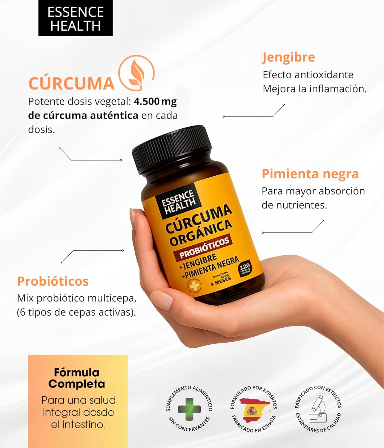 Cúrcuma Orgánica 4500 mg | Probióticos y Jengibre | Antiinflamatorio Articular y Digestivo | Curcumina 95% Alta Concentración | Máxima Absorción con Pimienta Negra | 120 Cápsulas Veganas - %sitename% Cúrcuma Orgánica 4500 mg | Probióticos y Jengibre | Antiinflamatorio Articular y Digestivo | Curcumina 95% Alta Concentración | Máxima Absorción con Pimienta Negra | 120 Cápsulas Veganas - %sitename%