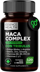 Maca Complex Andina Negra y Peruana | Alta Potencia | 120 Cápsulas | Tribulus Terrestris, Ginseng, Ginkgo Biloba, L-Arginina, Zinc, Selenio | Vit. C, D3, B6, B9, B12, E | Energía y Bienestar - %sitename%