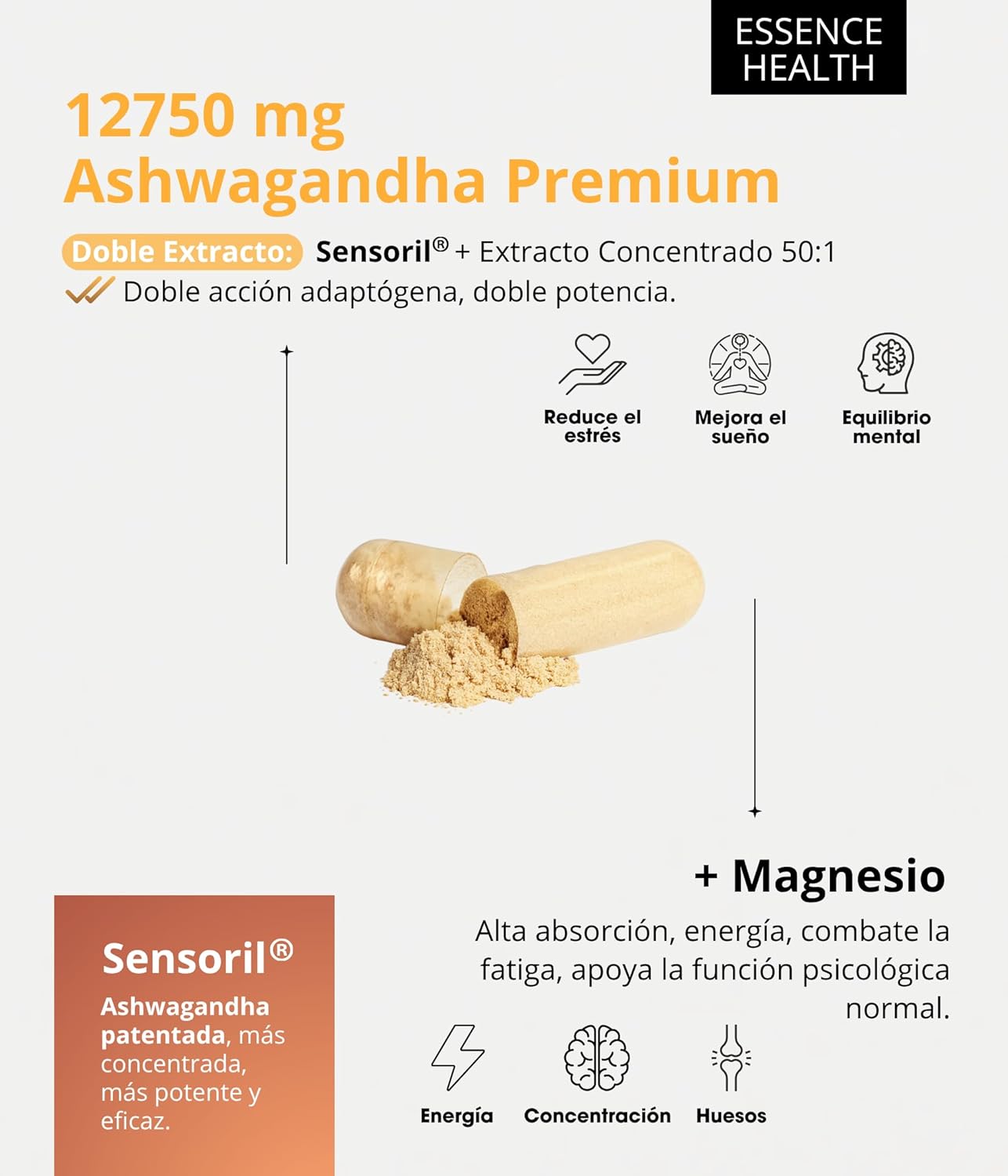 Ashwagandha Orgánica Sensoril® + Magnesio 12750 mg Alta Potencia 50:1 | Avanzado frente a KSM-66 | Adaptógeno Natural para Estrés | Ansiedad | Energía y Equilibrio Mental | 120 Cápsulas Veganas - %sitename% Ashwagandha Orgánica Sensoril® + Magnesio 12750 mg Alta Potencia 50:1 | Avanzado frente a KSM-66 | Adaptógeno Natural para Estrés | Ansiedad | Energía y Equilibrio Mental | 120 Cápsulas Veganas - %sitename%
