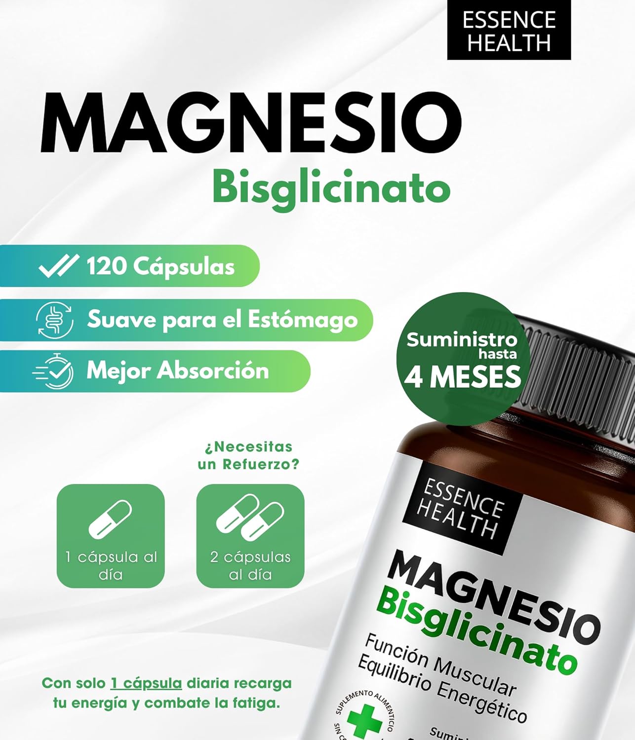 Premium Bisglicinato de Magnesio | Alta Absorción 1000mg | 120 Cápsulas | Glicinato de Magnesio para Energía, Sueño, Músculos y Sistema Nervioso - %sitename% Premium Bisglicinato de Magnesio | Alta Absorción 1000mg | 120 Cápsulas | Glicinato de Magnesio para Energía, Sueño, Músculos y Sistema Nervioso - %sitename%