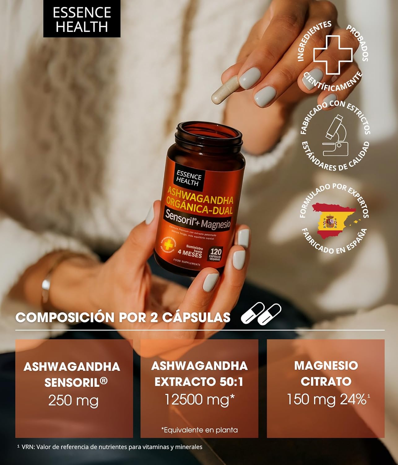Ashwagandha Orgánica Sensoril® + Magnesio 12750 mg Alta Potencia 50:1 | Avanzado frente a KSM-66 | Adaptógeno Natural para Estrés | Ansiedad | Energía y Equilibrio Mental | 120 Cápsulas Veganas - %sitename% Ashwagandha Orgánica Sensoril® + Magnesio 12750 mg Alta Potencia 50:1 | Avanzado frente a KSM-66 | Adaptógeno Natural para Estrés | Ansiedad | Energía y Equilibrio Mental | 120 Cápsulas Veganas - %sitename%